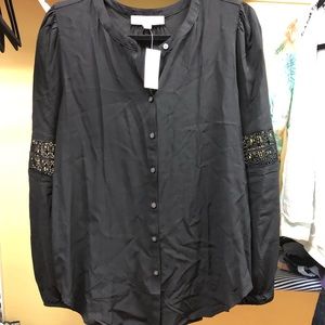 Loft button down black blouse...NWT...Size Medium